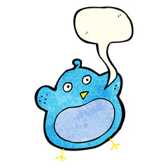 cartoon fat bird with speech bubble