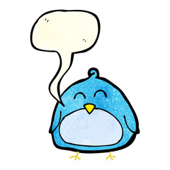 funny cartoon bird with speech bubble