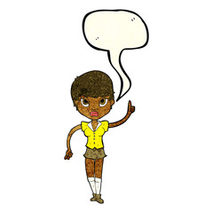 cartoon pretty woman with idea with speech bubble