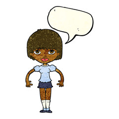 Obraz na płótnie Canvas cartoon girl with speech bubble
