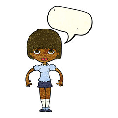 cartoon girl with speech bubble