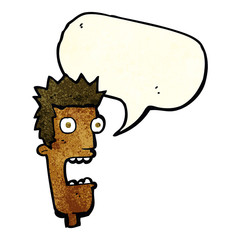 cartoon shocked man's face with speech bubble