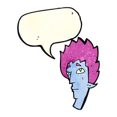 cartoon vampire head with speech bubble