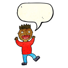 cartoon crazy happy man with speech bubble