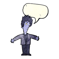 Obraz na płótnie Canvas cartoon vampire man with speech bubble