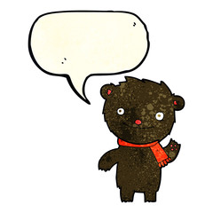 cartoon cute black bear with speech bubble
