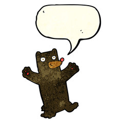 cartoon black bear with speech bubble