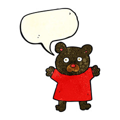 cartoon cute black bear with speech bubble