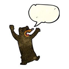 cartoon black bear with speech bubble