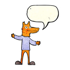 cartoon fox man with speech bubble