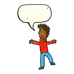 cartoon stressed man with speech bubble