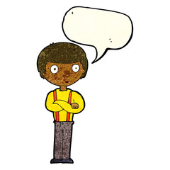 cartoon staring boy with speech bubble