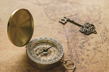 Compass on old map