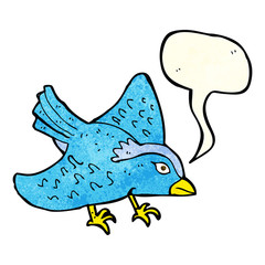 cartoon garden bird with speech bubble