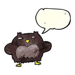 cartoon suspicious owl with speech bubble