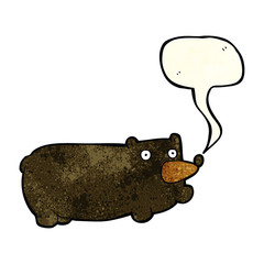 funny cartoon bear with speech bubble