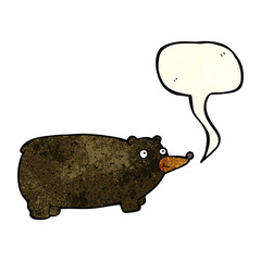 funny cartoon bear with speech bubble