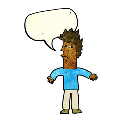 cartoon confused man with speech bubble