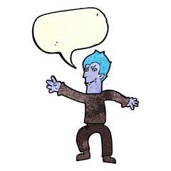 cartoon vampire man with speech bubble