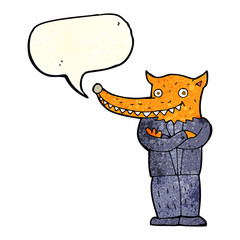 cartoon fox man with speech bubble