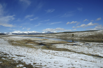 Volcanic landscape in Yellowstone National Park, Wyoming, USA