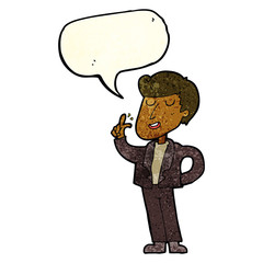cartoon cool guy snapping fingers with speech bubble
