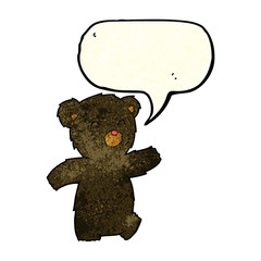 cartoon black bear with speech bubble