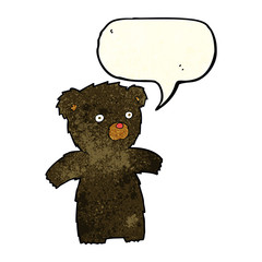cartoon black bear with speech bubble