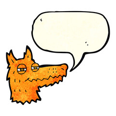 cartoon smug fox face with speech bubble