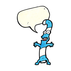 cartoon candy cane with speech bubble