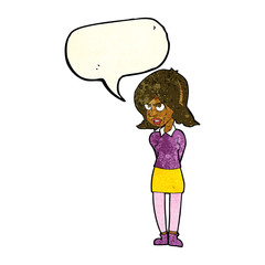 cartoon annoyed woman with speech bubble