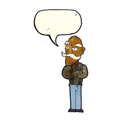 cartoon bored old man with speech bubble