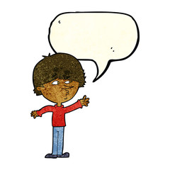 cartoon worried man reaching with speech bubble