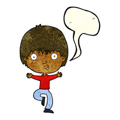 cartoon excited boy with speech bubble