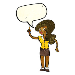 cartoon pretty woman with idea with speech bubble