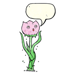 cartoon flower with speech bubble