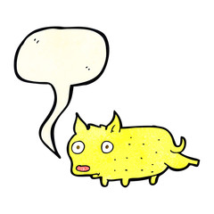 cartoon little dog cocking leg with speech bubble