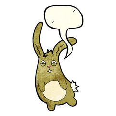 funny cartoon rabbit with speech bubble
