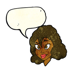 cartoon pretty woman with speech bubble