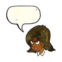 cartoon annoyed woman with speech bubble