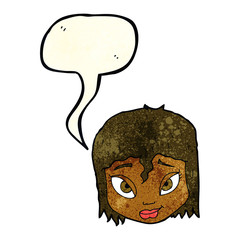 cartoon female face with speech bubble