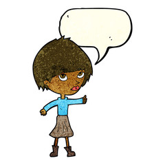 cartoon woman giving thumbs up symbol with speech bubble