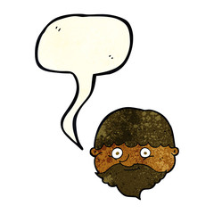cartoon bearded man with speech bubble