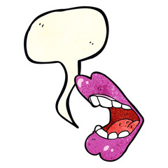 cartoon halloween mouth with speech bubble