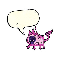 cartoon little imp with speech bubble