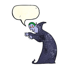 cartoon spooky vampire with speech bubble