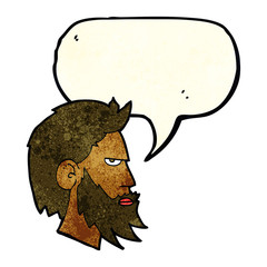 cartoon man with beard with speech bubble