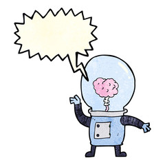 cartoon robot cyborg with speech bubble