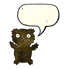 cartoon black bear with speech bubble
