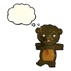 cartoon shocked black bear cub with speech bubble